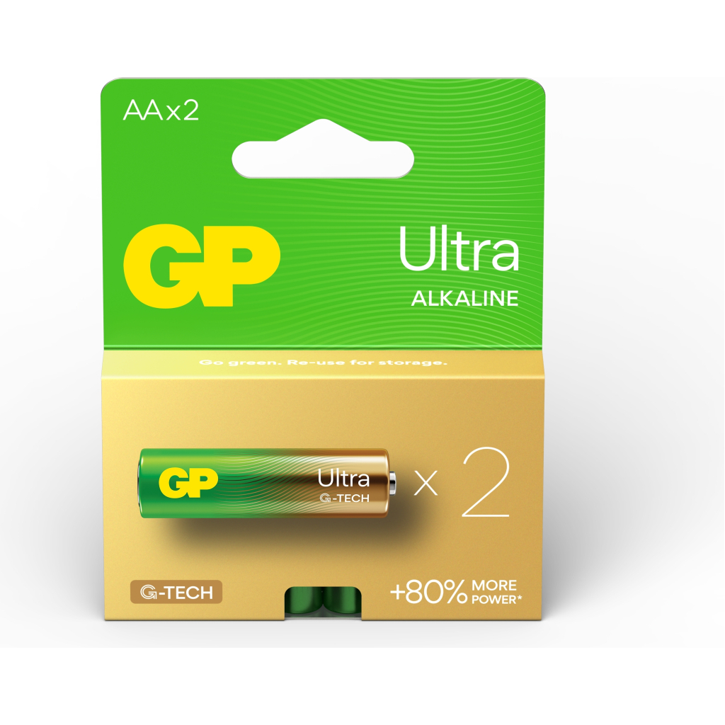 Батарейка Gp AA LR6 Ultra Alcaline * 2 (15AU21-SB2 / 4891199217326) - зображення 2