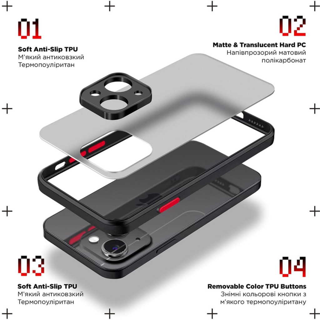 Чохол до мобільного телефона Armorstandart Frosted Matte Xiaomi Redmi 12 4G Black (ARM68550) - зображення 2