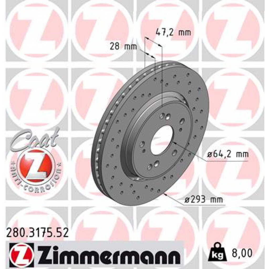 Гальмівний диск ZIMMERMANN 280.3175.52 - зображення 1