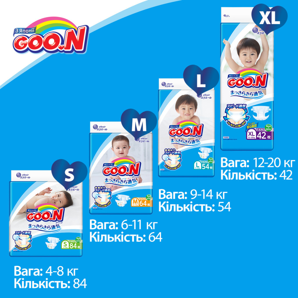 Підгузки GOO.N Big XL 12-20 кг унісекс 42 шт. (843132) - зображення 10