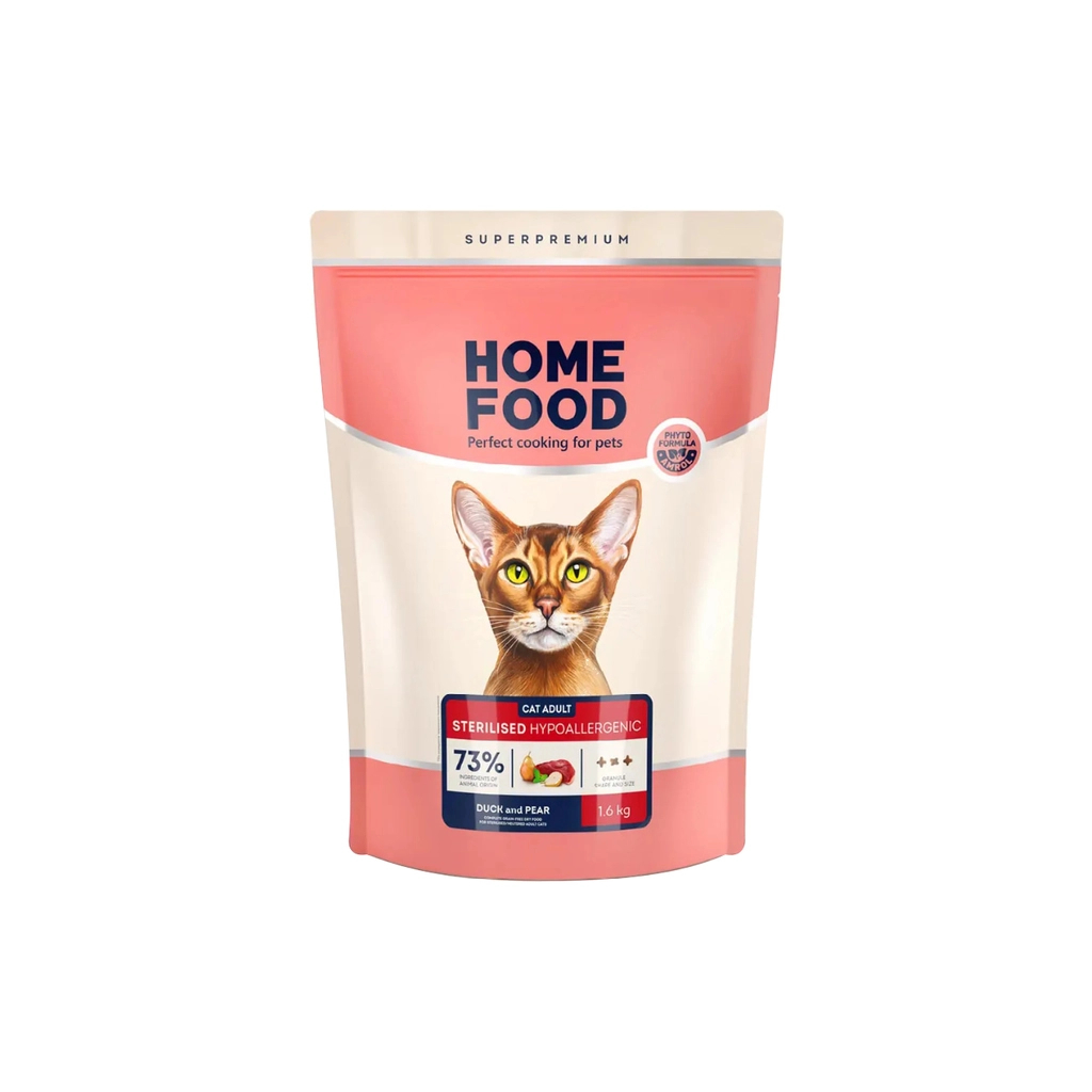 Сухий корм для кішок Home Food Grain-free hypoallergenic Suitable for exotic breeds з качкою та грушею 1.6 кг (4820235020231) - зображення 1