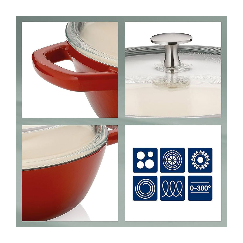 Сотейник Kela Calido чавунний з кришкою 28 см, 3,8 л червоний (11964) - зображення 2