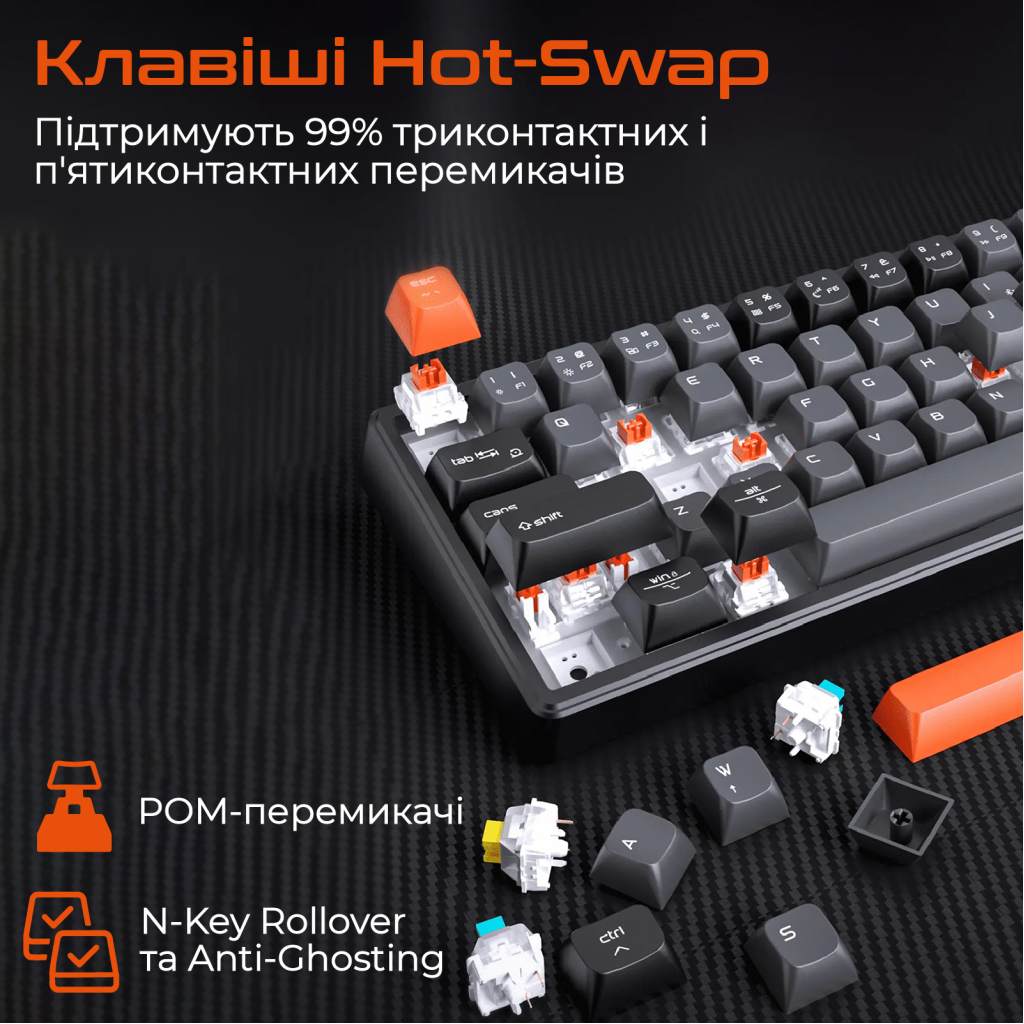 Клавіатура Meetion MK14 Bluetooth/USB Type-C Black (MT-MK14-A-RUA) - зображення 7