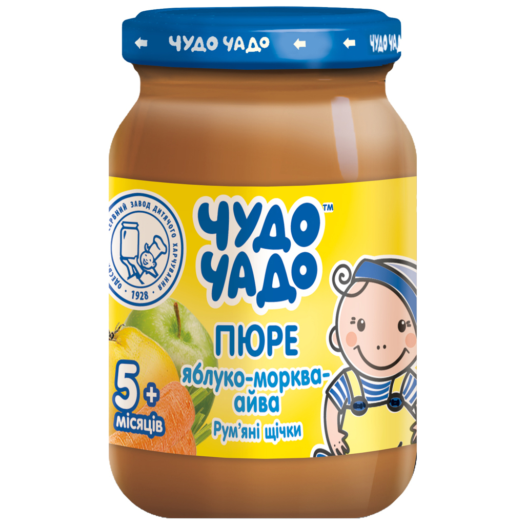 Дитяче пюре Чудо-Чадо Яблуко, морква і айва з 5 місяців 170 г (4820016251434) - зображення 1