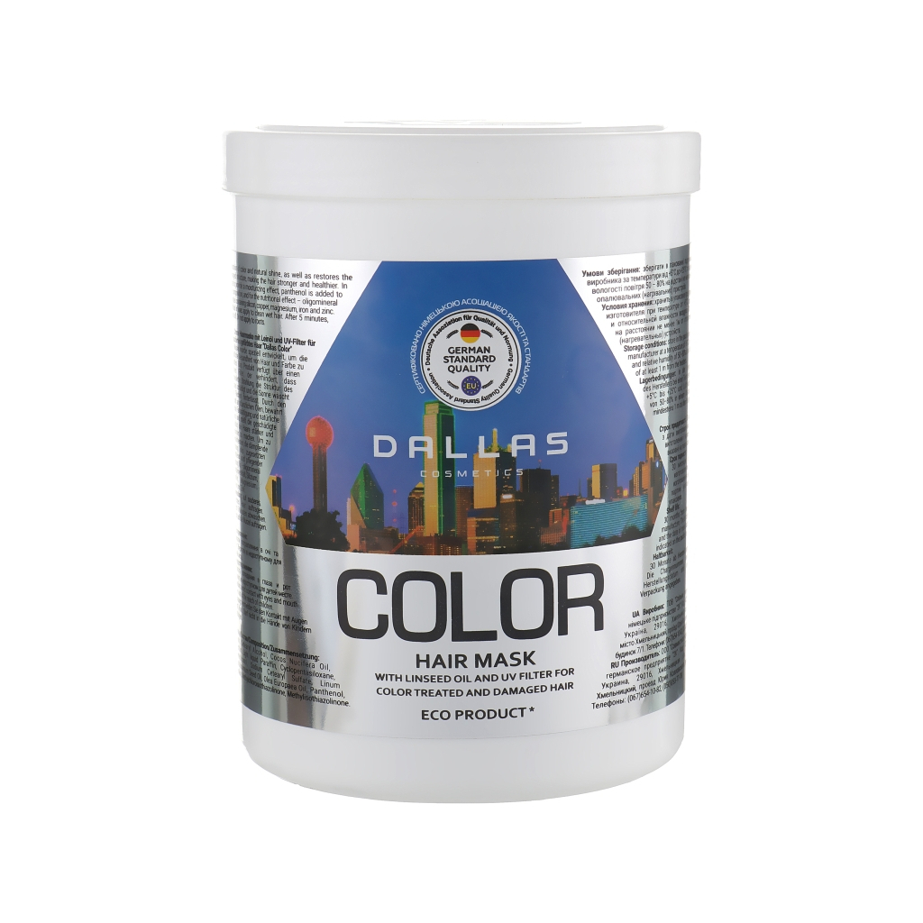 Маска для волосся Dalas Color для фарбованого волосся з лляною олією і УФ-фільтром 1000 мл (4260637723260) - изображение 1