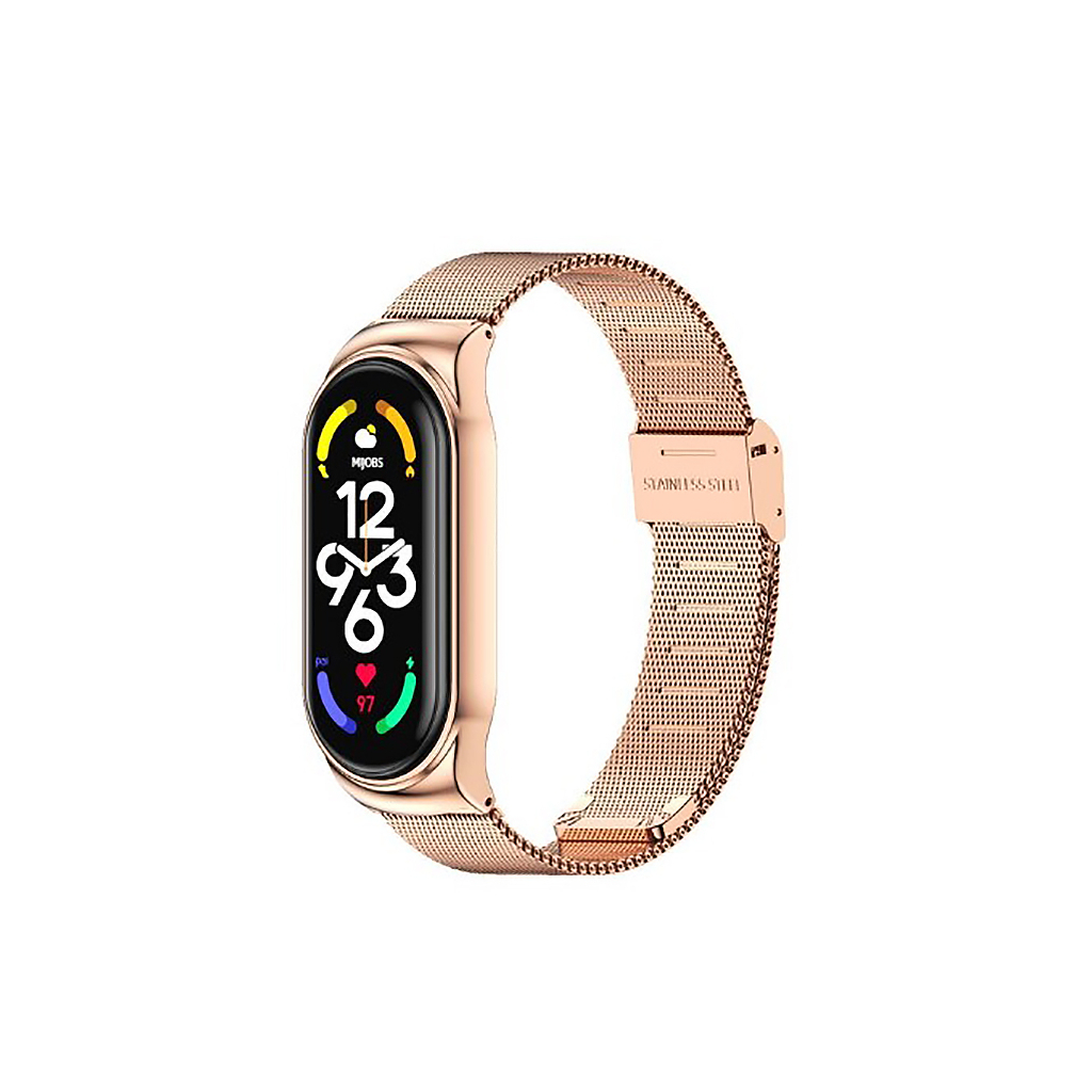 Ремінець до фітнес браслета BeCover Metal для Xiaomi Mi Smart Band 7 Rose Gold (707496) - зображення 1