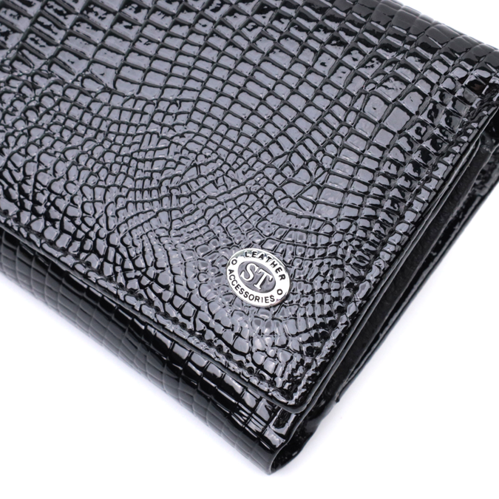 Гаманець ST Leather Три складення з натуральної шкіри Чорний (22707) - зображення 8