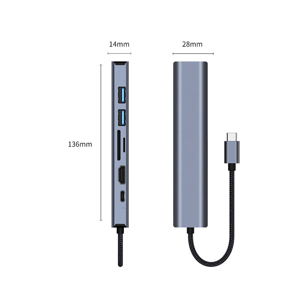 Концентратор Dynamode 7-in-1 USB-C to HDTV 4K/30Hz, 2хUSB3.0, RJ45, USB-C PD 100W, SD/MicroSD (BYL-2303) - изображение 5