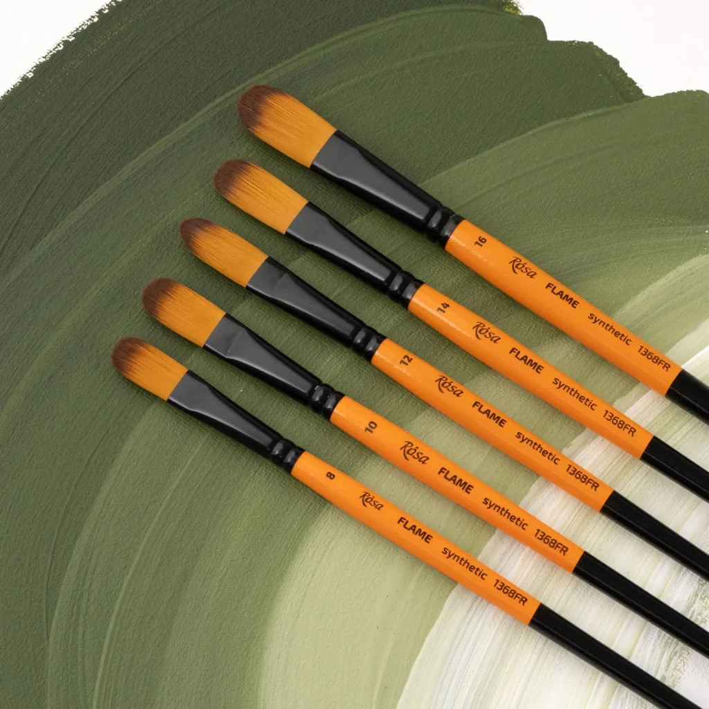 Пензлик для малювання Rosa Синтетика овальна, FLAME 1368FR, №10 (4823098534693) - зображення 4
