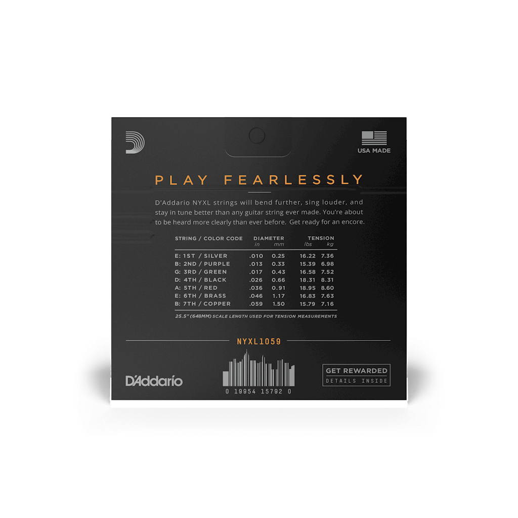 Струни для гітари D'Addario NYXL Regular Light 7-String (10-59) (NYXL1059) - зображення 3