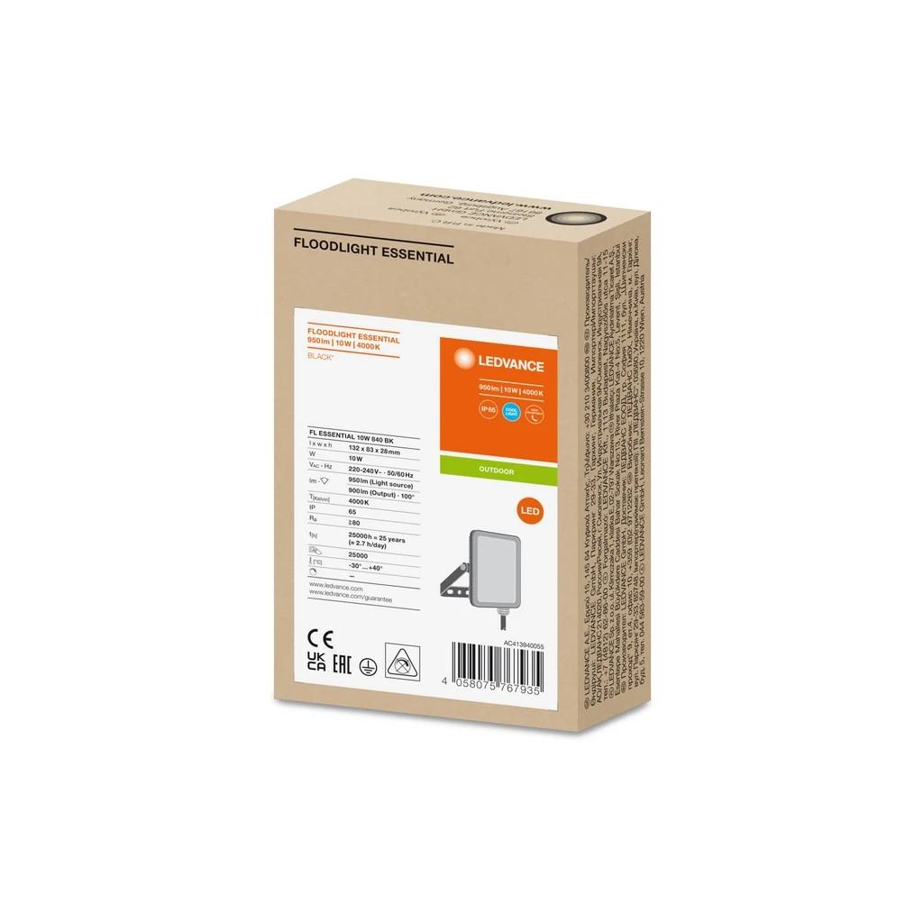 Прожектор LEDVANCE FL ESSENTIAL 10W 840 BK IP65 (4058075767935) - зображення 6
