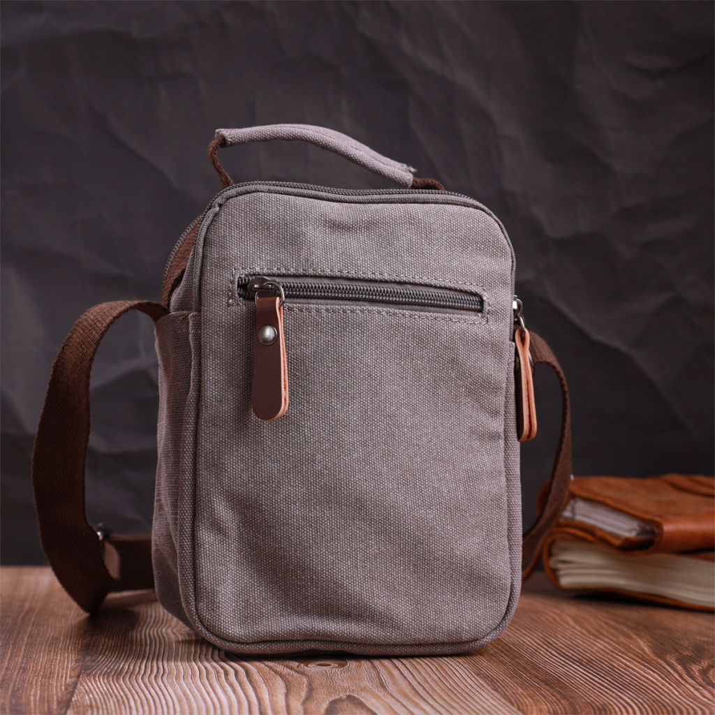 Сумка Vintage Чоловіча з щільного текстилю Сіра (22217) - зображення 11