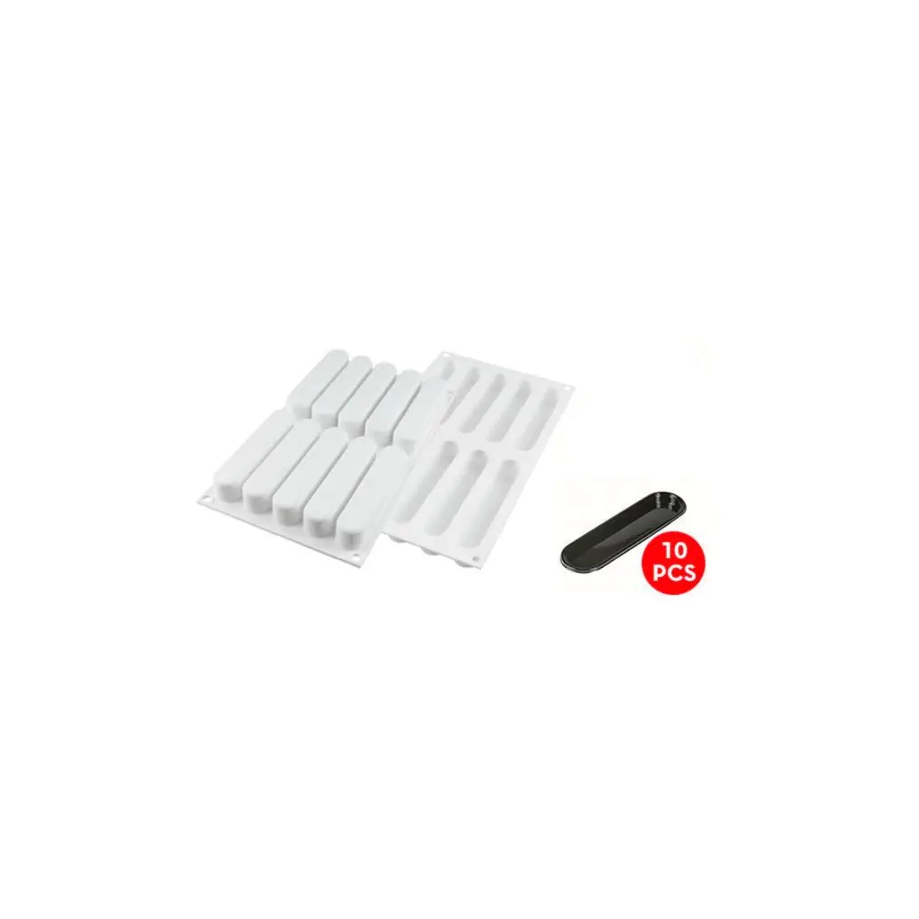 Форма для випікання Silikomart Fashion Eclair 130 x 25 h 25 mm + каттер + 10 підставок (FASHION ECLAIR 80) - зображення 1