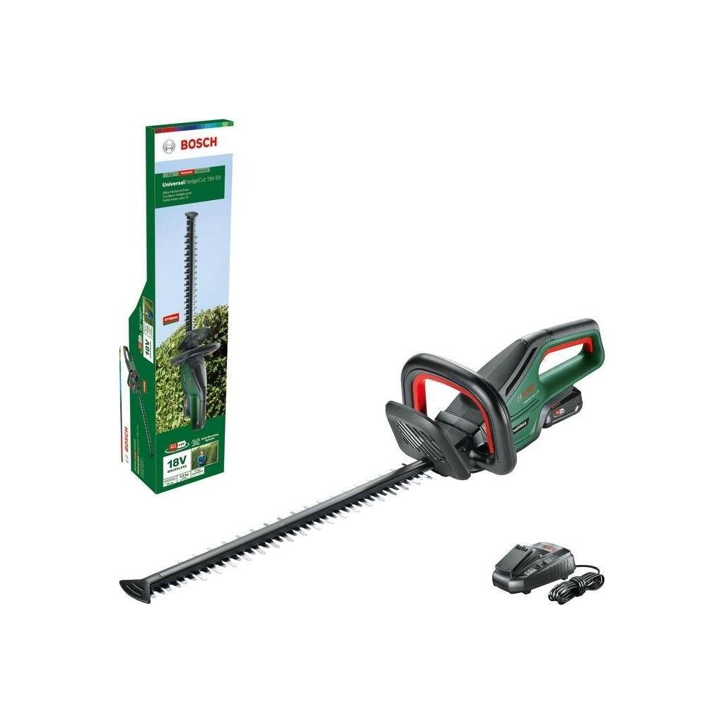 Кущоріз Bosch акумуляторний UniversalHedgeCut 18V-50 18V, 2.5Ah, 50мм, крок різу 20мм (0.600.849.K01) - зображення 1