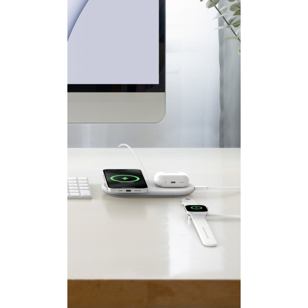 Зарядний пристрій Belkin 2in1 15W Pad Qi2 white (WIZ021VFWH) - зображення 9