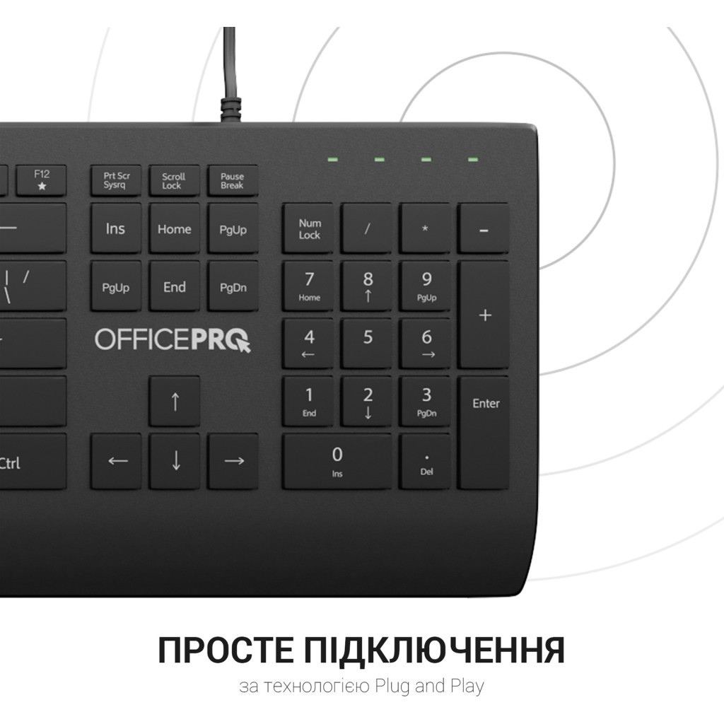 Клавіатура OfficePro SK360 USB Black - зображення 10