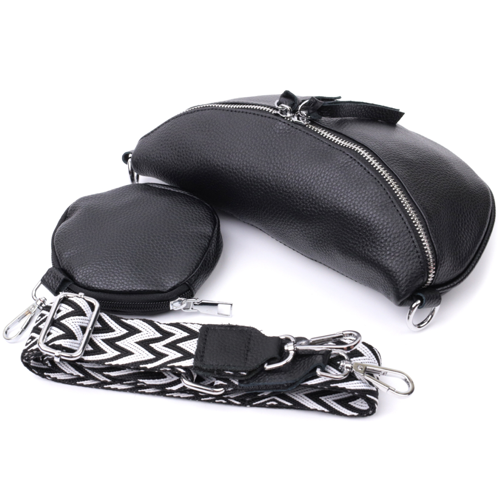 Сумка Vintage Шкіряна жіноча через плече з міні гаманцем Чорна (22666) - зображення 9