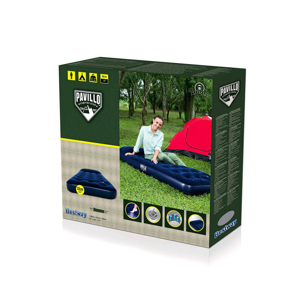 Матрац надувний BestWay Pavillo велюр Синій 76 х 185 х 22 см (BW 67223) - зображення 8