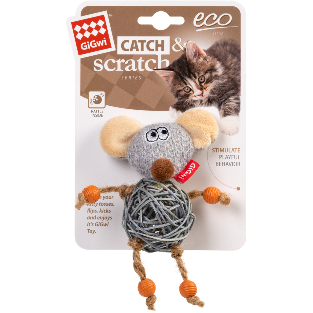 Іграшка для котів GiGwi Catch&Scratch Миша з дзвіночком 8 см (2300) - зображення 2