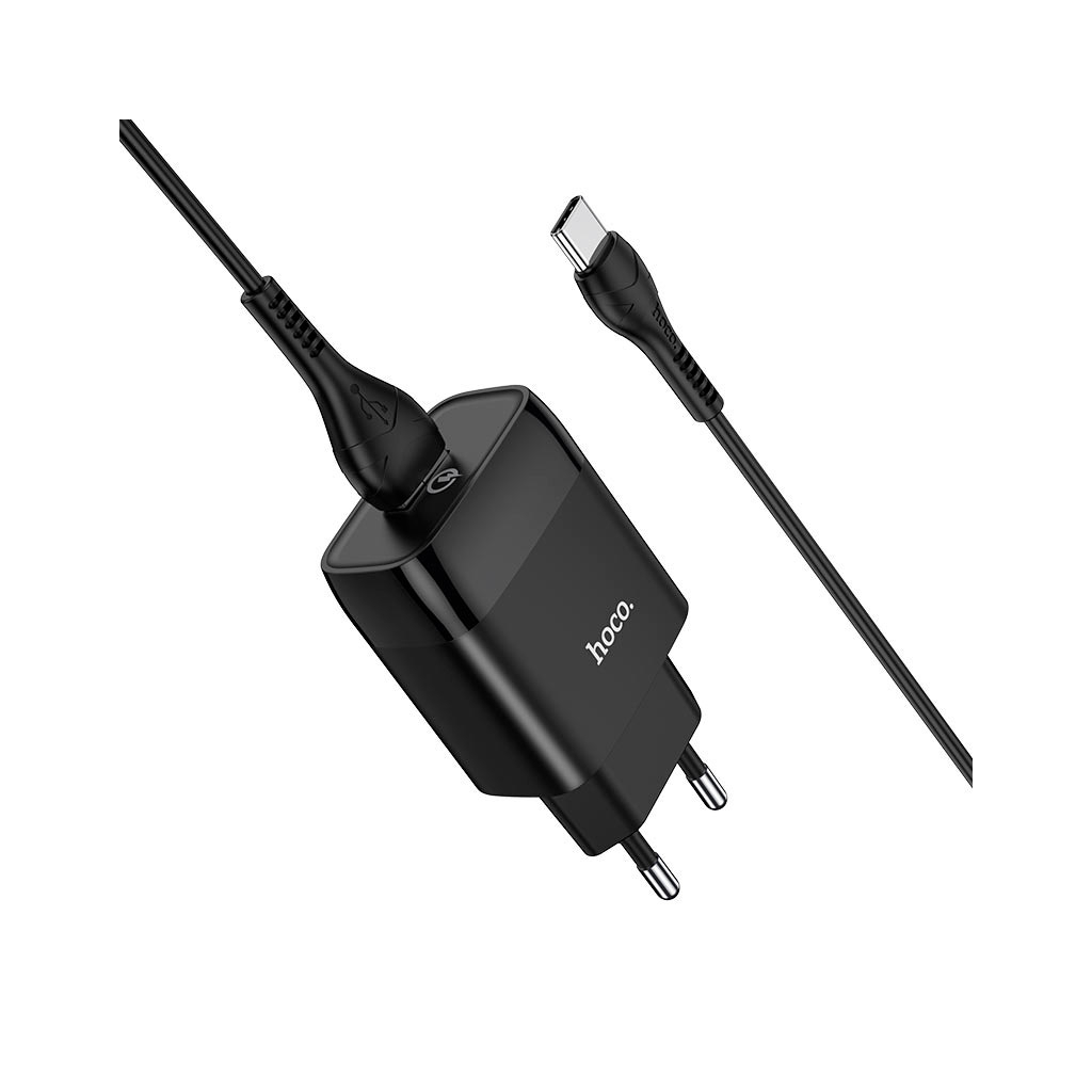 Зарядний пристрій HOCO C72Q Glorious USB QC3.0 + cable USB to USB-C 18W Black (6931474732545) - зображення 4