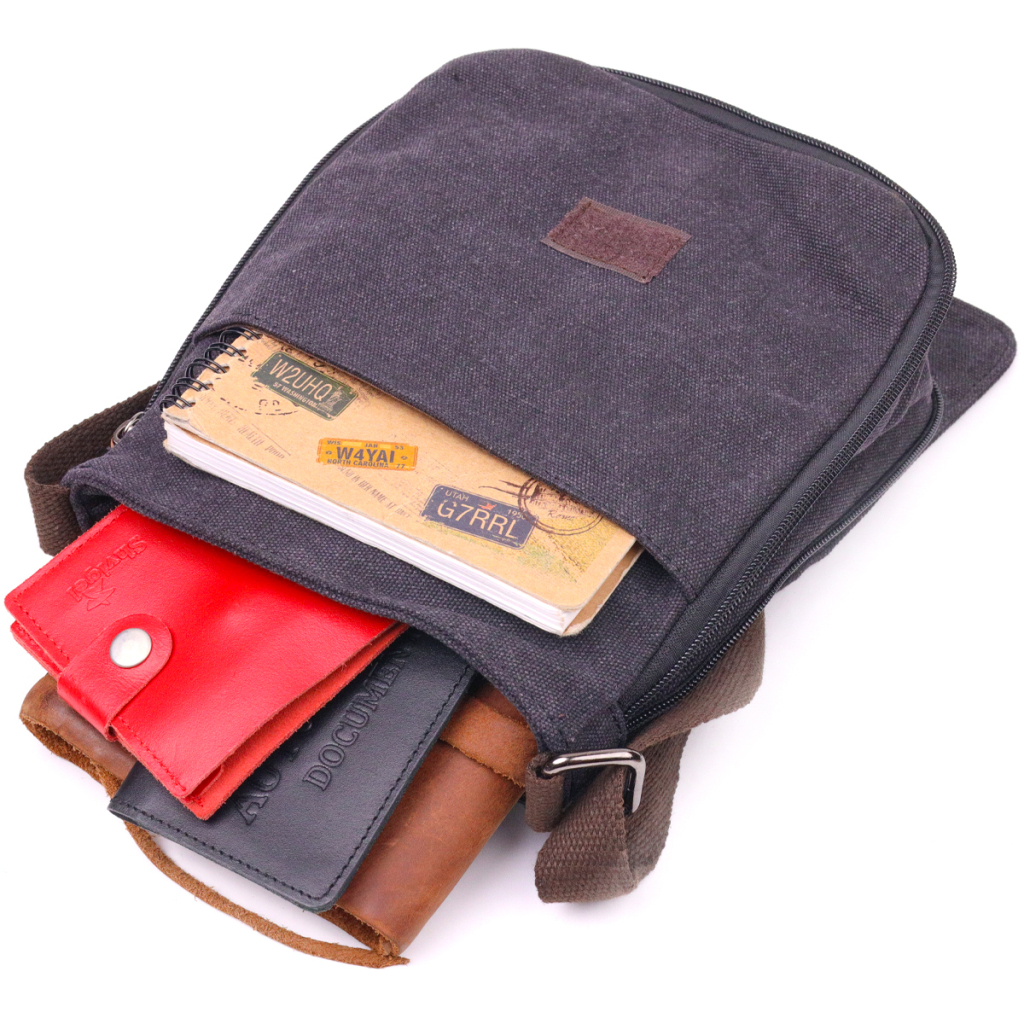 Сумка Vintage Вертикальна чоловіча текстильна Чорна (21265) - зображення 8