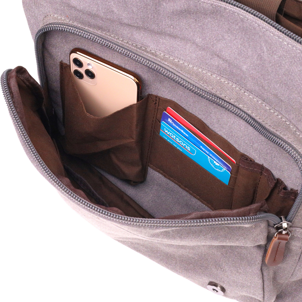 Сумка Vintage Горизонтальна чоловіча з текстилю Сіра (21241) - зображення 6