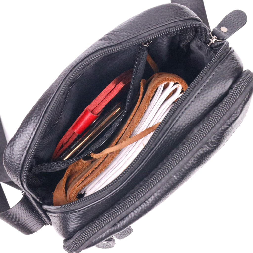 Сумка Vintage Чоловіча з натуральної зернистої шкіри Чорна (21398) - зображення 7