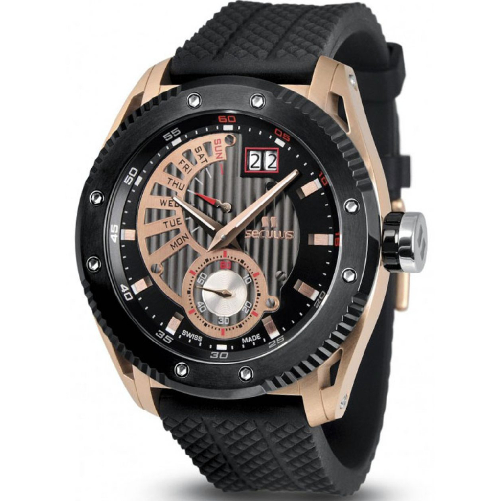 Наручний годинник Seculus 9535.2.7004P white-black, ipb-rose, black silicon - зображення 1