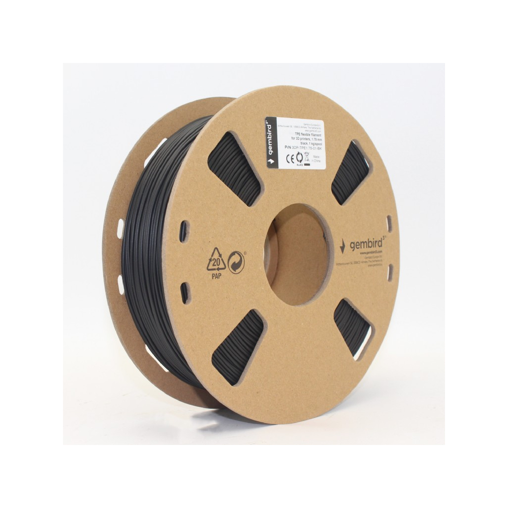 Пластик для 3D-принтера Gembird TPE, 1.75 мм, Black, 1kg (3DP-TPE1.75-01-BK) - изображение 2