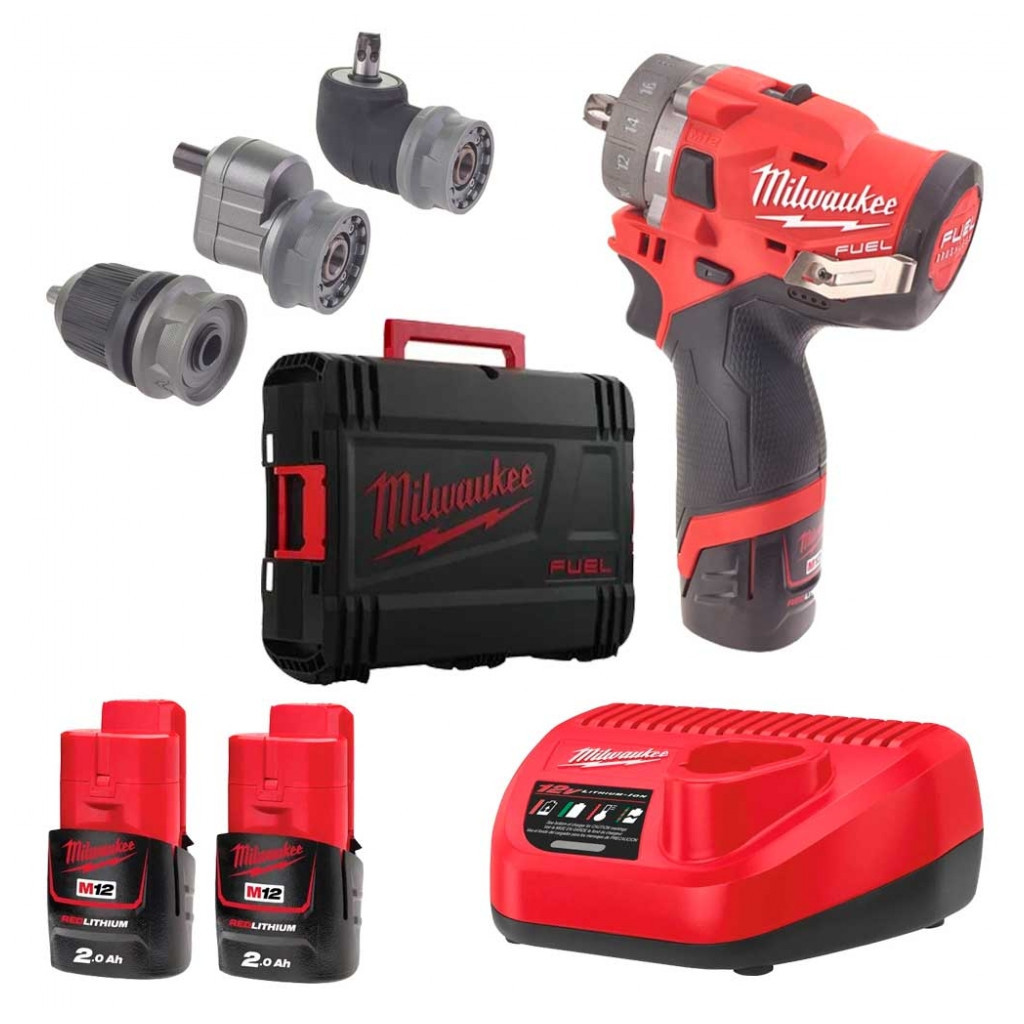 Шуруповерт Milwaukee M12 FPDXKIT-202X, 44Нм, 2x2Аг, 2 насадки, кейс (4933464138) - зображення 1