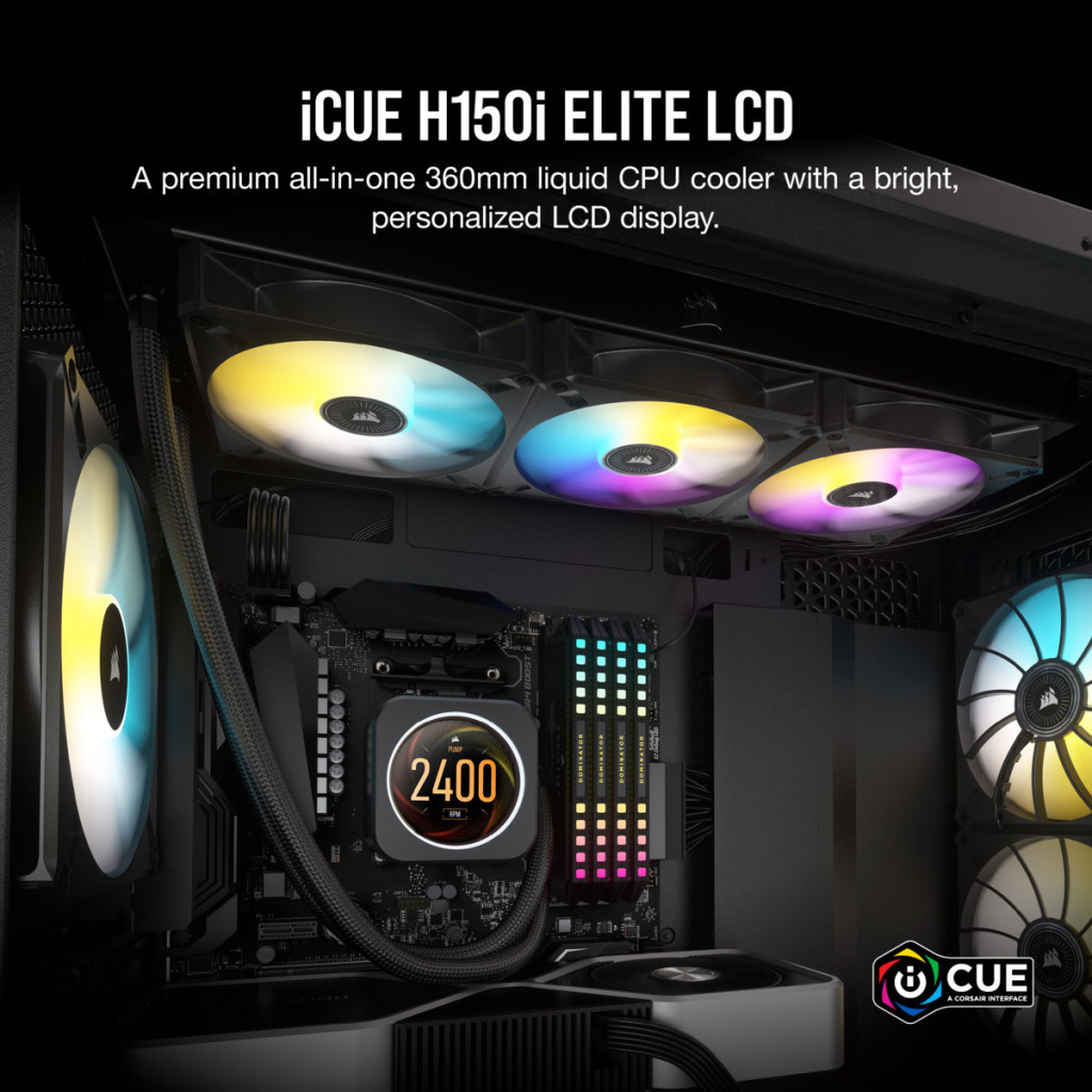 Система рідинного охолодження Corsair iCUE H150i Elite LCD Display Liquid CPU (CW-9060062-WW) - зображення 11