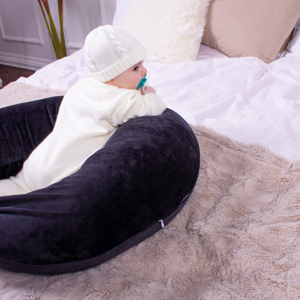 Подушка MirSon для вагітних та годування №8305 Velvet Line 28-0007 Black Велюр 30х170х20 см (2200006200307) - изображение 4