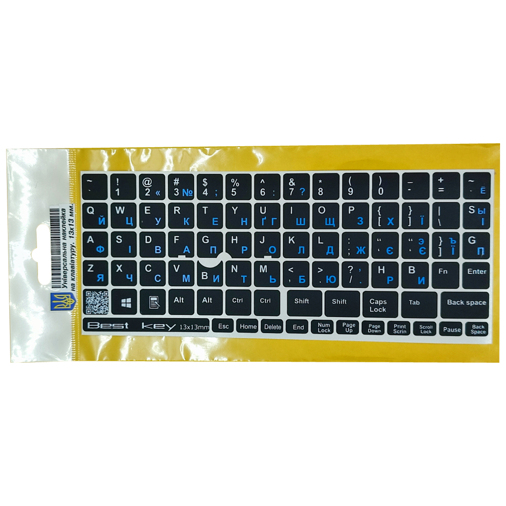 Наклейка на клавіатуру BestKey непрозора чорна, 76, синій (BKU13BLU/013) - зображення 1