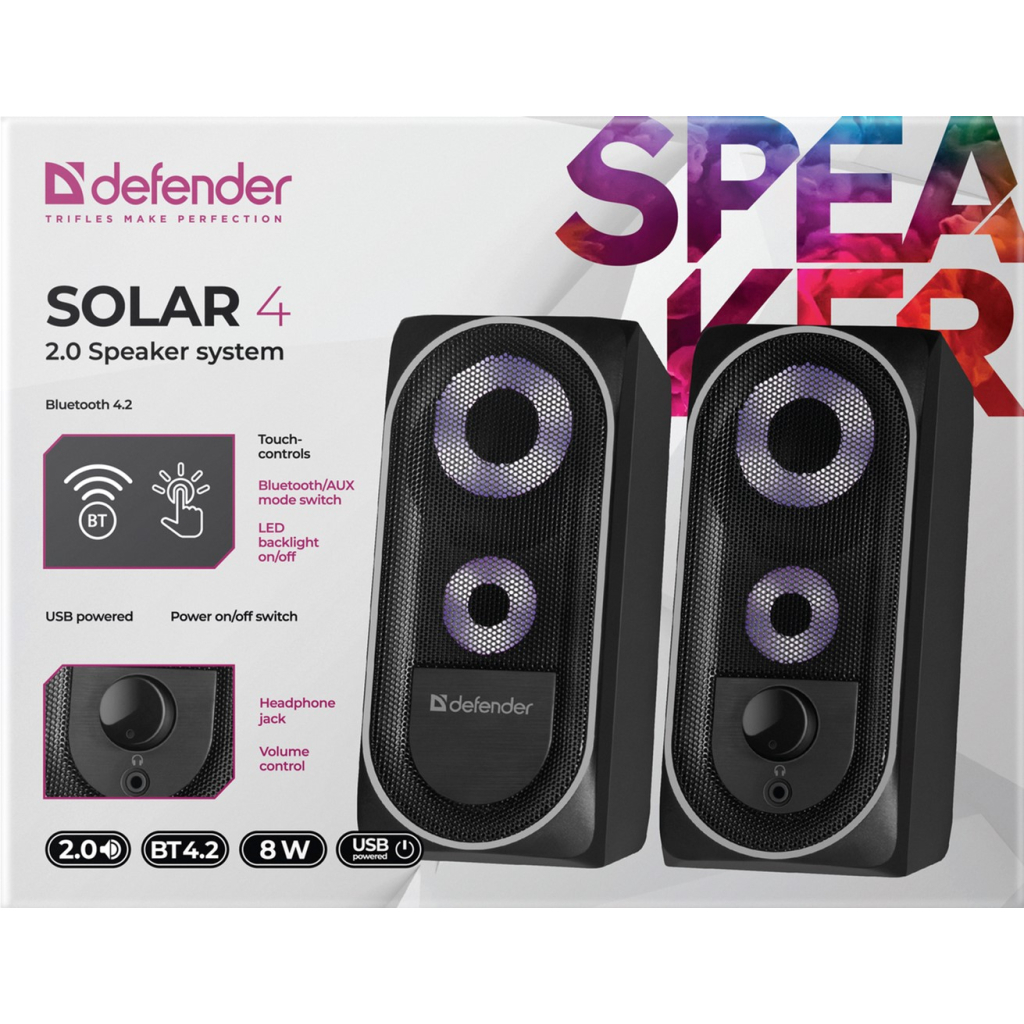 Акустична система Defender Solar 4 Bluetooth USBBlack (65404) - зображення 7