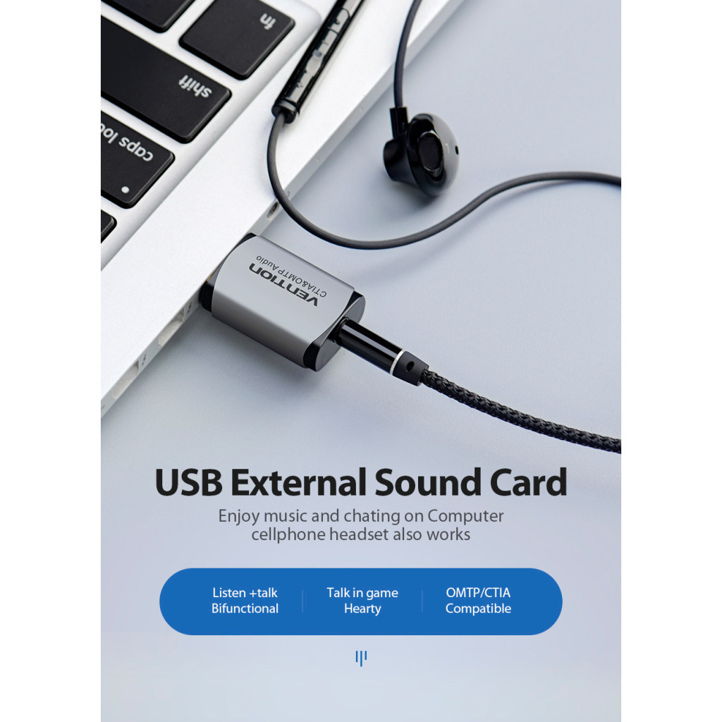 Звукова плата Vention Audio USB 1х3,5mm jack 4pin Metal (OMTP-CTIA) (CDLH0) - picture 2