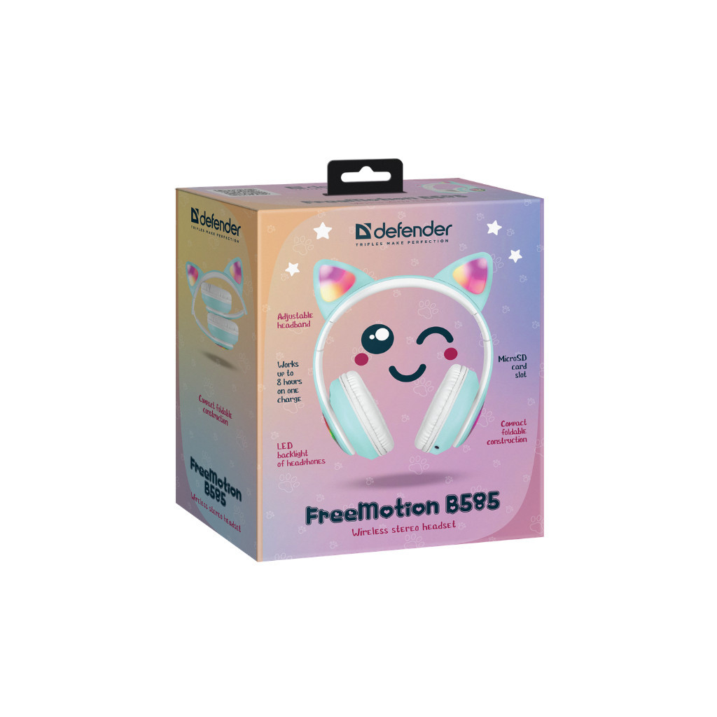 Навушники Defender FreeMotion B585 Bluetooth LED Green (63588) - зображення 7