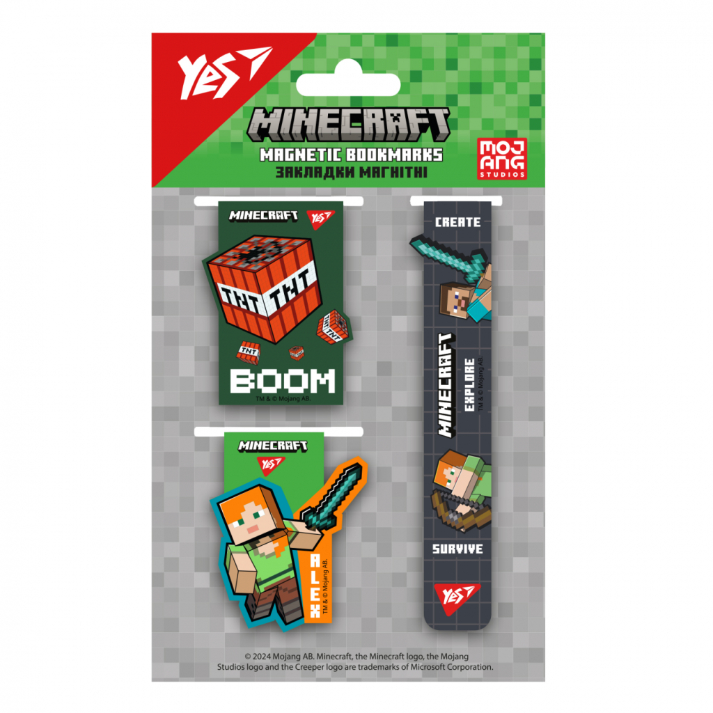 Закладки для книг Yes магнітні Minecraft Boom 3 шт (708345) - зображення 2