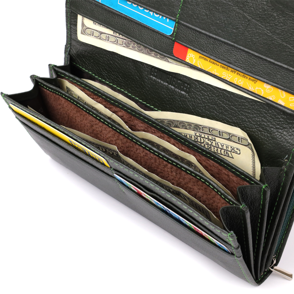 Гаманець ST Leather З натуральної шкіри Зелений (23115) - зображення 6