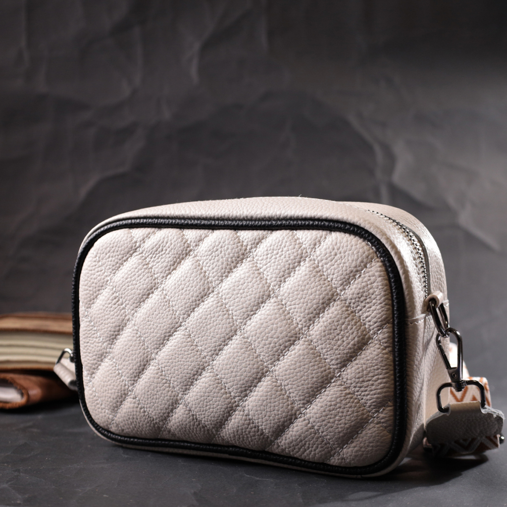 Сумка Vintage Жіноча через плече на одне відділення із натуральної шкіри Біла (22383) - зображення 8