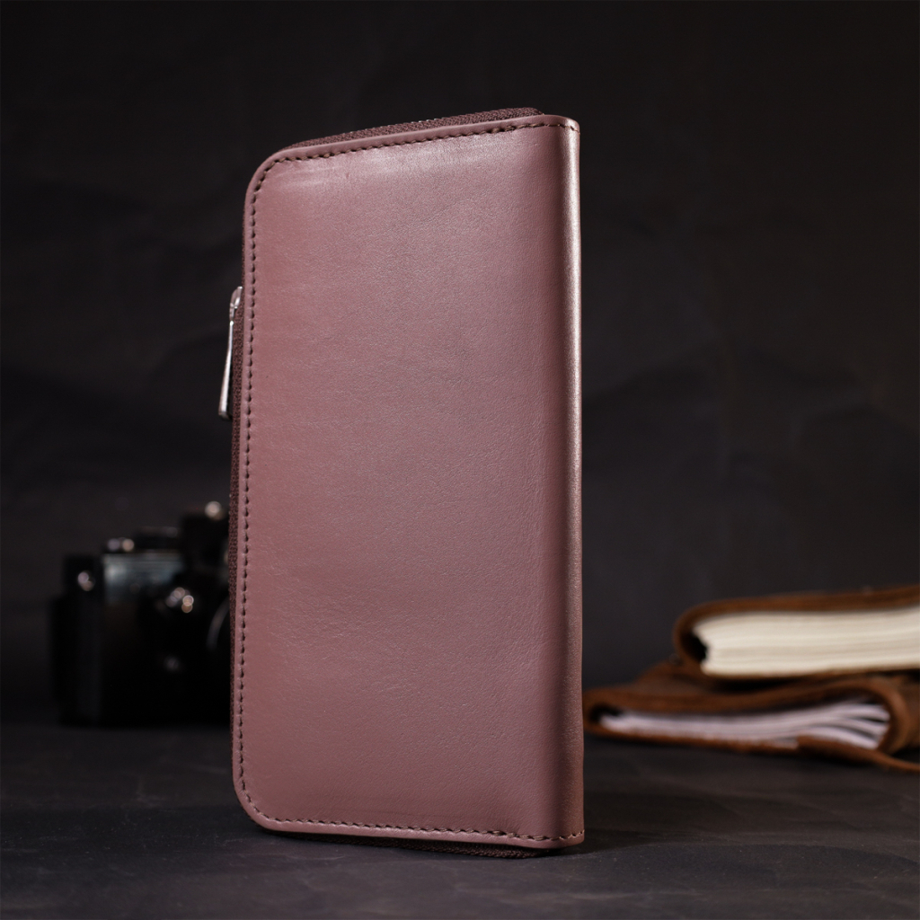 Портмоне Grande Pelle З натуральної шкіри Пудрове (16797) - зображення 9