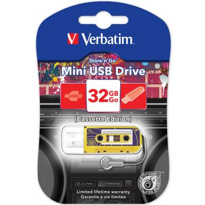 USB флеш накопичувач Verbatim 32GB Mini cassette edition Yellow USB 2.0 (49393) - зображення 2