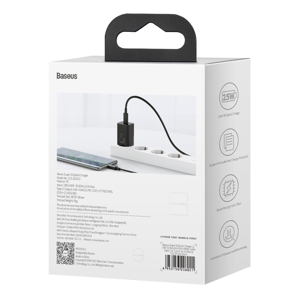 Зарядний пристрій Baseus Super Si Quick Charger 1C 25W Black (CCSP020101) - зображення 6