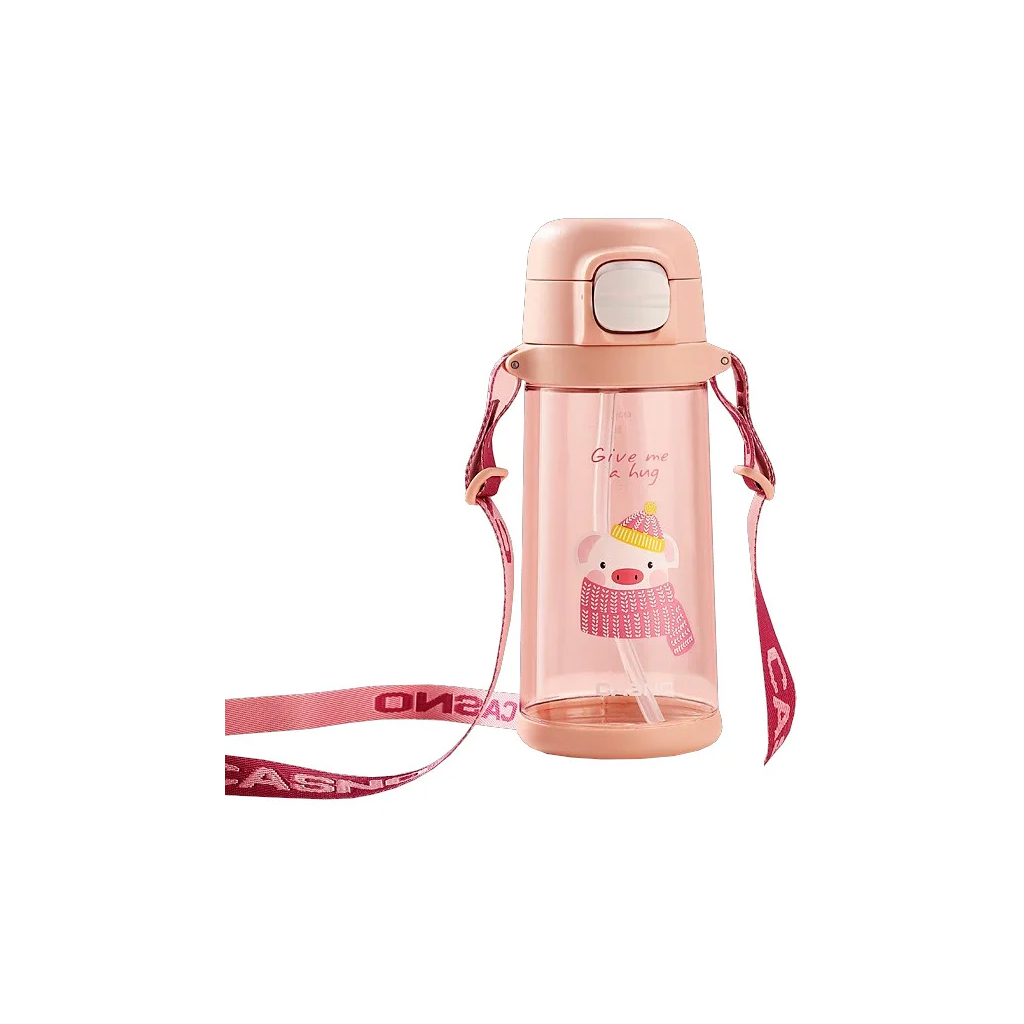 Пляшка для води Casno 690 мл KXN-1219 Рожева Свинка з соломинкою (KXN-1219_Pink) - зображення 1
