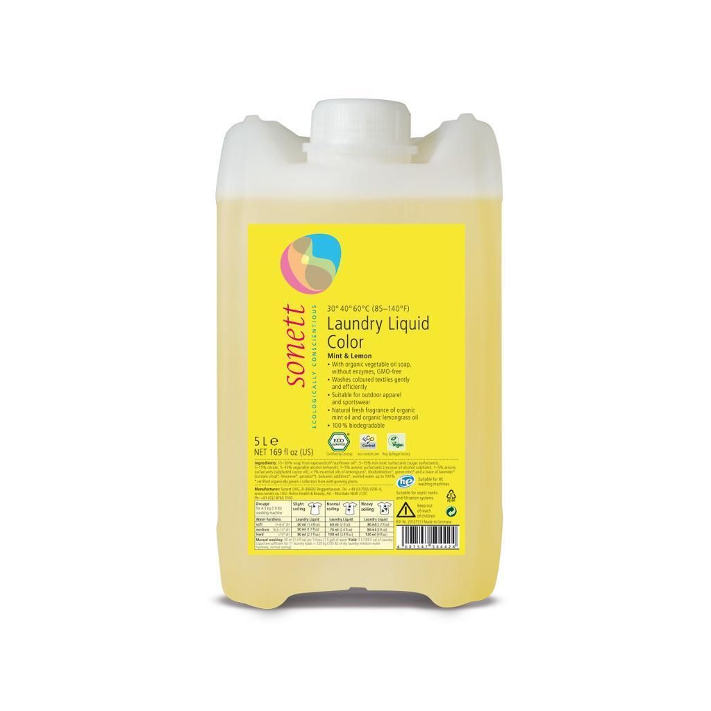 Гель для прання Sonett Mint&Lemon Органічний концентрат Для кольорових тканин 5 л (4007547504424) - зображення 1