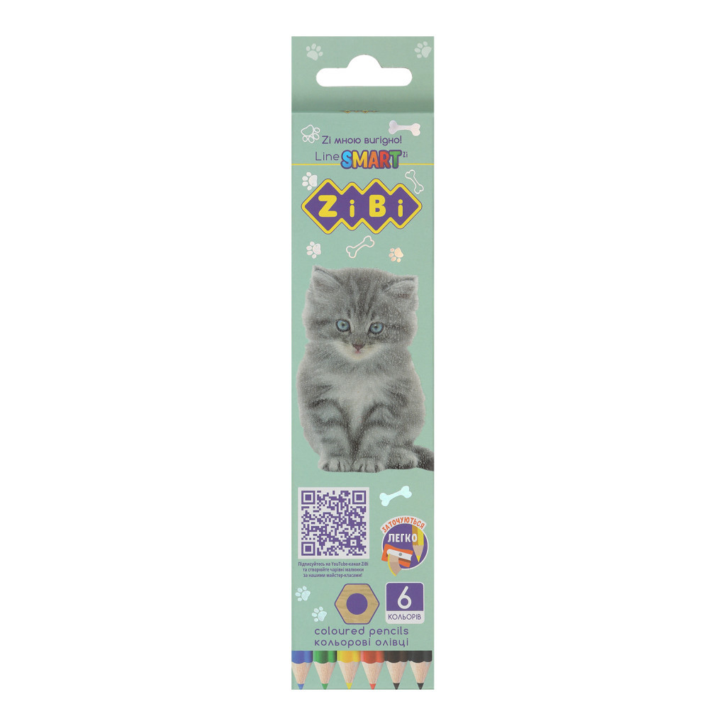 Олівці кольорові ZiBi Dogs&Cats шестигранні 6 кольорів (ZB.2426) - зображення 1