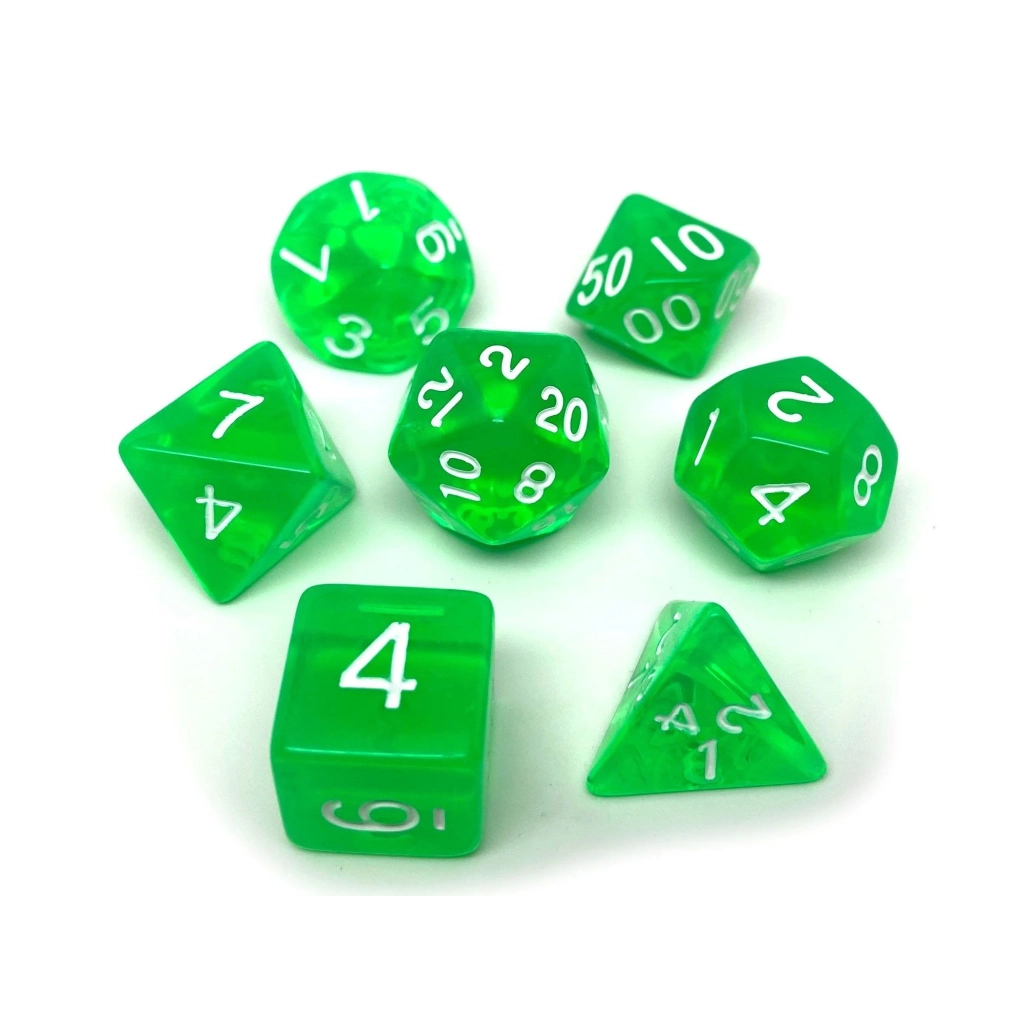 Набір кубиків для настільних ігор Games 7 Days Transparent 7 Dice Set - Green (g7dtran05) - изображение 1