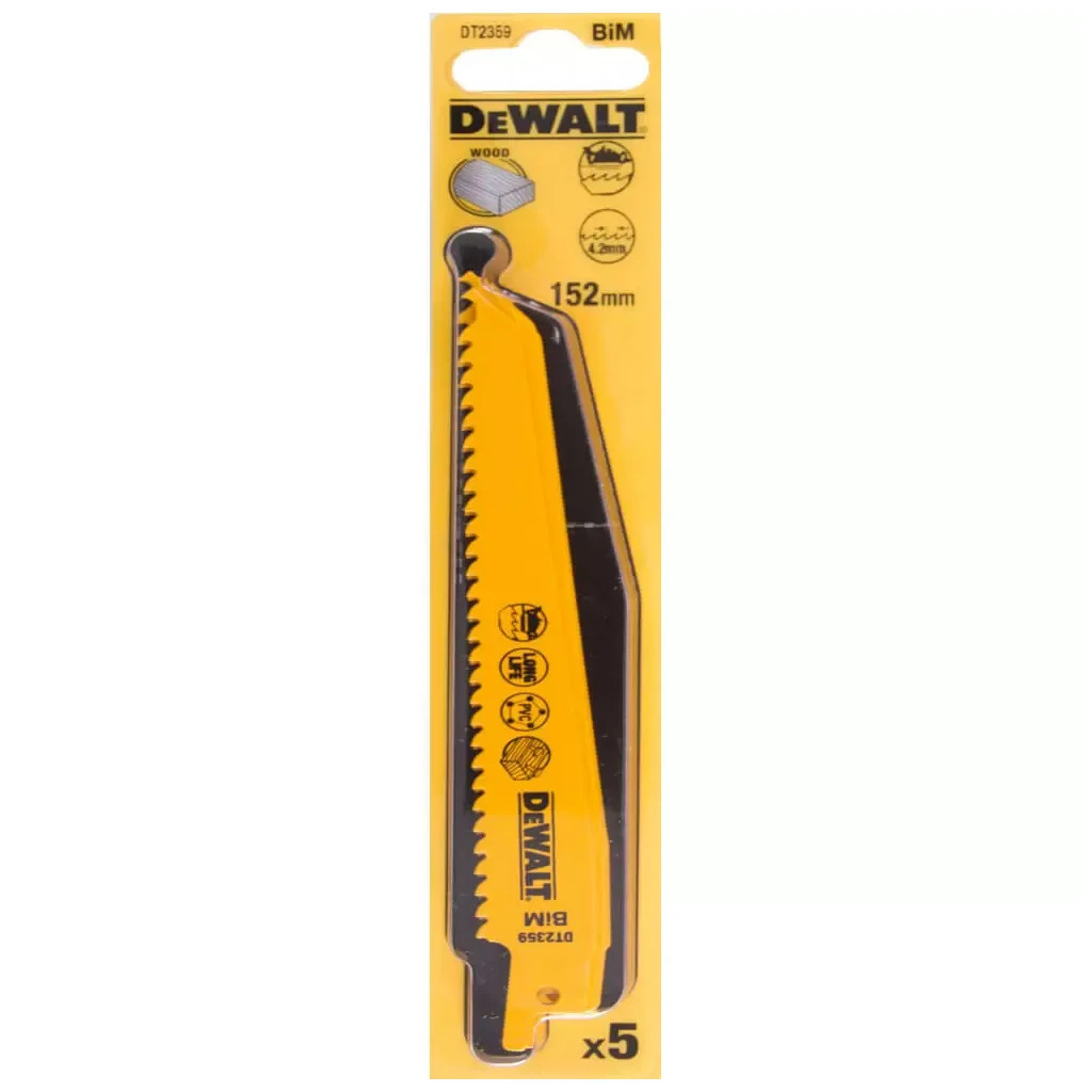 Полотно DeWALT пиляльне біметалеве, швидкий пропил, 152 мм, 6 TPI, 5 шт (DT2359) - зображення 1