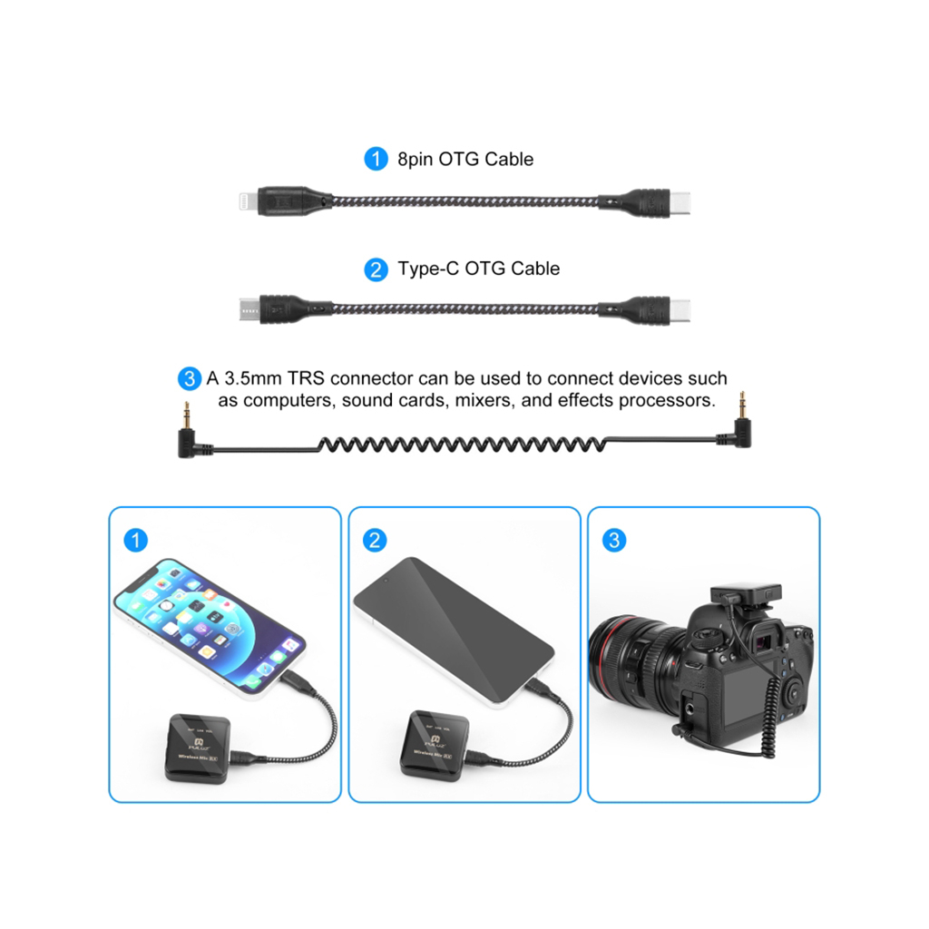 Мікрофон Puluz PULUZ 2 TX + 1 RX Wireless black (PU3154B) - зображення 2