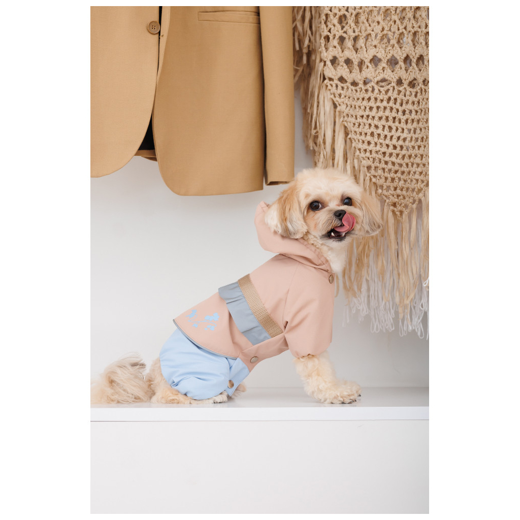 Дощовик для тварин Pet Fashion Tina S бежевий/блакитний (4823082435159) - зображення 4