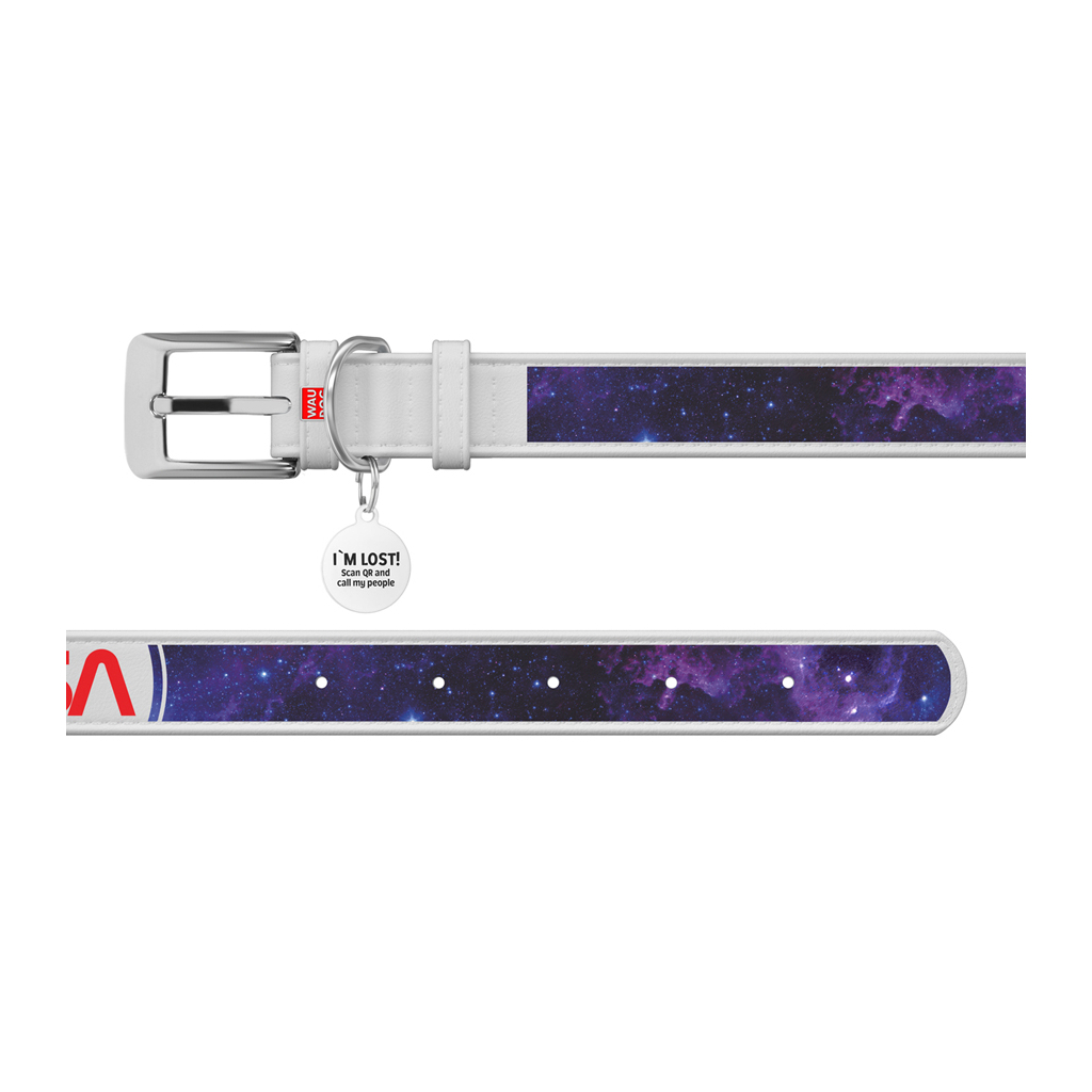 Нашийник для тварин WAUDOG Design з QR-паспортом "NASA21" Ш 12 мм Д 20-28 см білий (3602-0148-15) - зображення 3